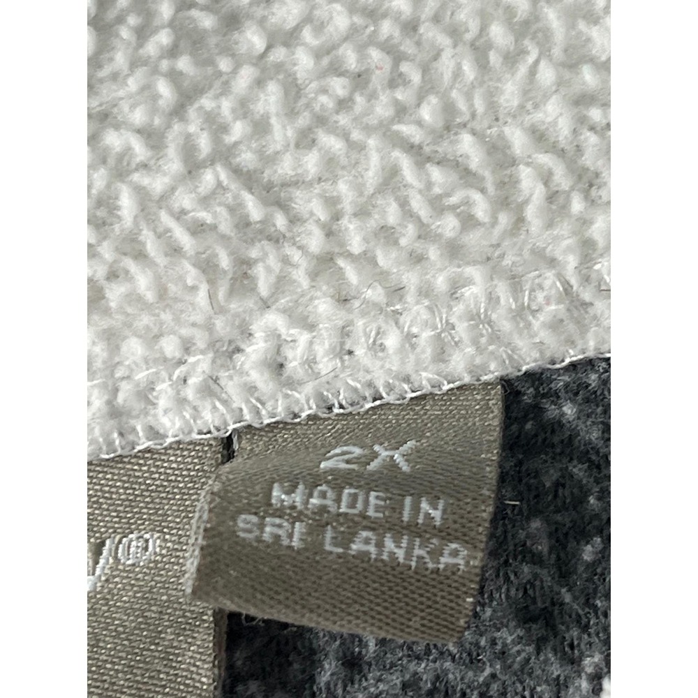 Croft & Barrow Vintage Gray Fleece Chickadee Embroidered Mock V-Neck Pullover 2X - Picture 4 of 10